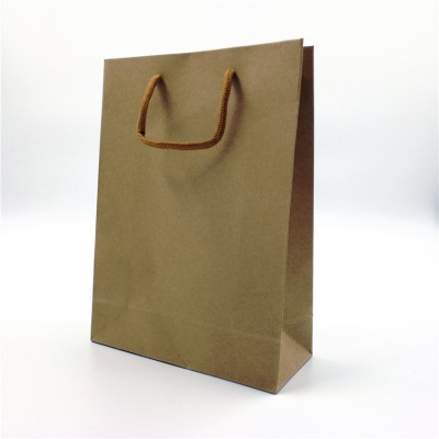 Custom made biodegradable flat bottom kraft paper bag / paper bag for shopping