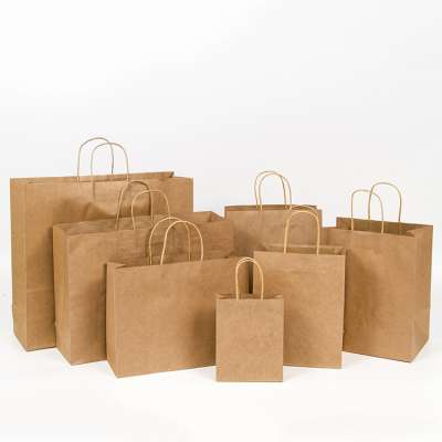 Custom Printing Eco Friendly Recycle Plain Take Away Shopping Big Kraft Paper Bag With Paper Handles